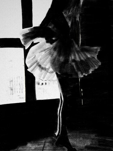 Dance III – The Shadow That Moves in Silence (Limited Edition 1/9 – Work painted by hand) von Juca Maximo, Malerei kaufen auf Singulart
