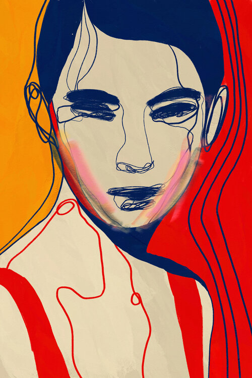 Portrait Colors IX – The Weight of Her Gaze (Limited Edition 2/9 – Work painted by hand) Juca Maximo
