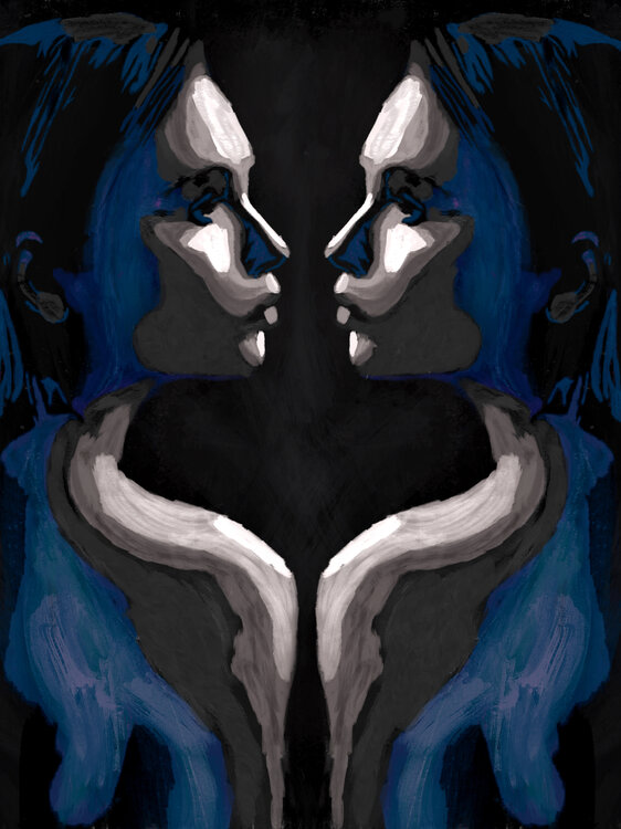 Blue I – Between the Mirrors of the Self (Original Series – Hand Painted) Juca Maximo