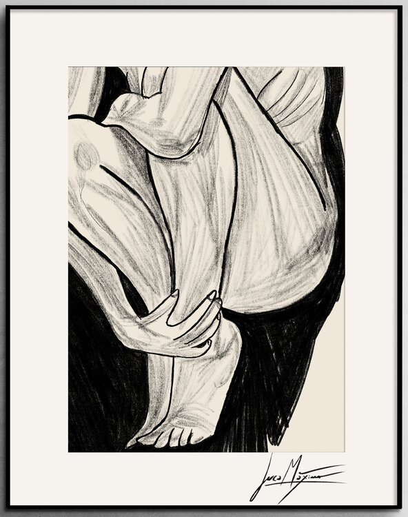 Sketch n72 — Where the Body Holds It All (Original Series 1/1, Unique Hand-Painted Work) Juca Maximo