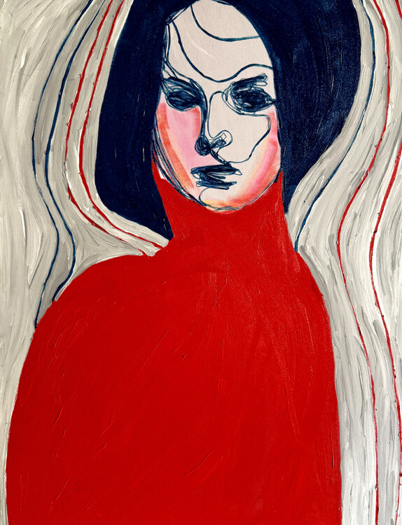 Portrait Colors I – Crimson Layers of Identity (Original Series – Hand Painted) Juca Maximo