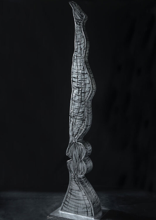 Connection III – The Silent Equilibrium (Sculpture – Hand-Painted Resin and Iron Base) Juca Maximo