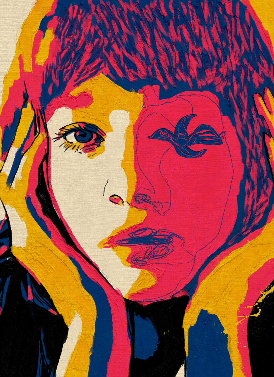 Alice I – Between the Child and the Echo – (Limited Edition 3/9 – Work painted by hand) Juca Maximo Originalgemälde zu verkaufen