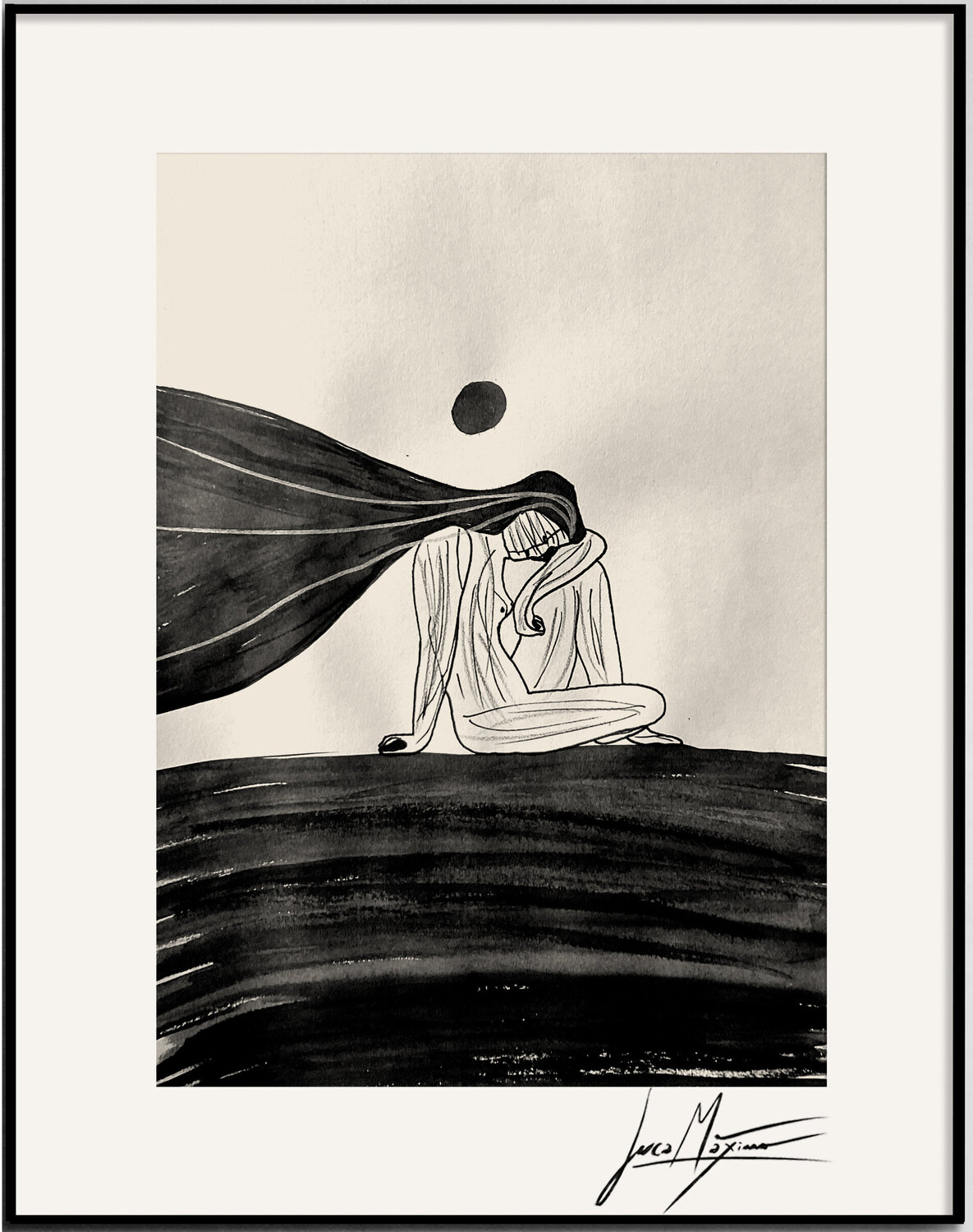 Sketch n36 – When the Wind Remembers Her Name (Original Drawing – Hand Painted 1/1) Juca Maximo Zeichnungen zu verkaufen