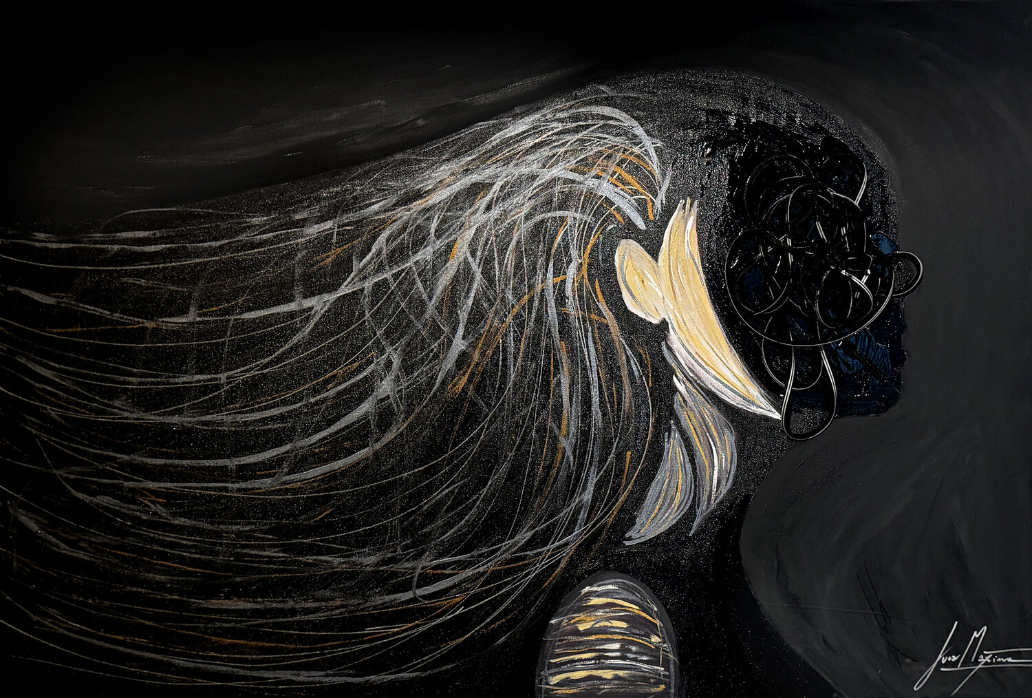 Absence XII – The Weight of Silence | Original Hand-Painted Juca Maximo Andere Medien zu verkaufen