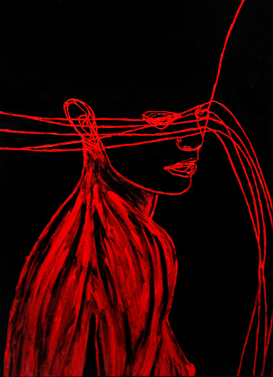 Gravity XI – The Red Thread of Control (Original Series – Hand Painted) Juca Maximo