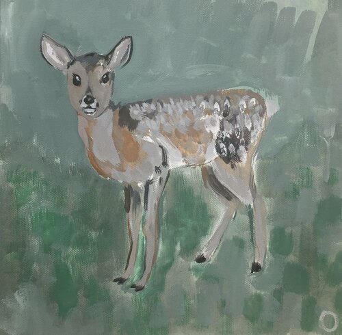 La biche par Aliénor de Cellès, Peinture en vente sur Singulart