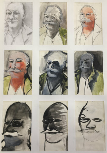 Monsieur Moustache de la rue des dames by Aliénor de Cellès, 종이 for Sale on Singulart