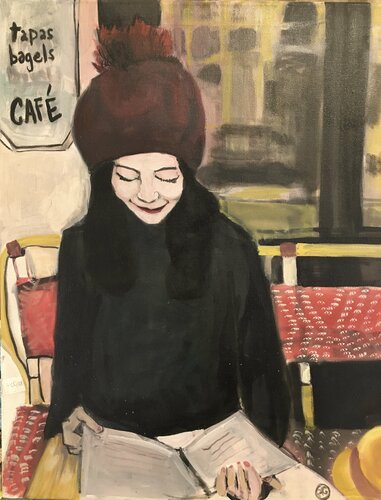 Au café par un doux matin by Aliénor de Cellès, 회화 for Sale on Singulart