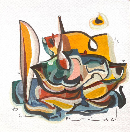 © CURV 3 - La Flotilla by Richard Martin, Work on Paper for Sale on Singulart