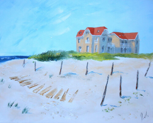 Maisons Jumelles, Vue sur Mer di Axelle Bosler, Pittura in vendita su Singulart