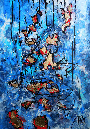 P.G. GRAVELE （金箔押し)抽象絵画❗最終値下げ中 アートパネル 翠緑