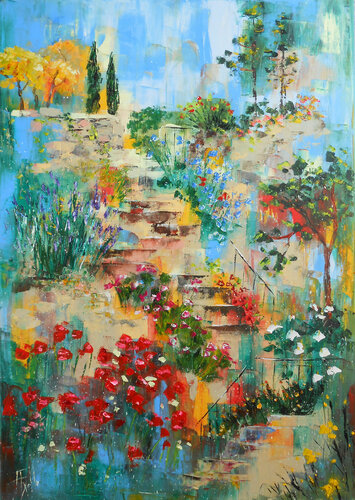 Merveilleux Jardin floral di Axelle Bosler, Pittura in vendita su Singulart