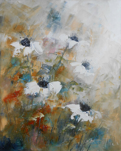 Anémones blanches di Axelle Bosler, Pittura in vendita su Singulart