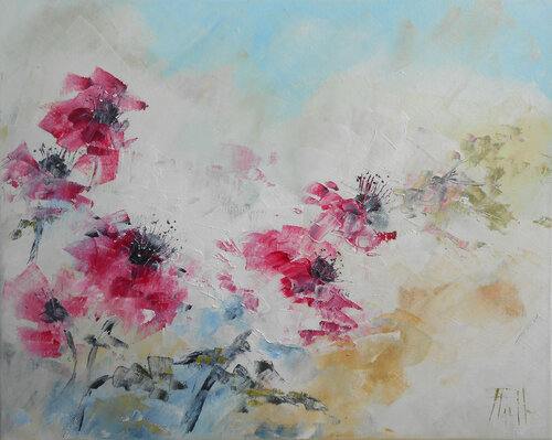 Fleurs roses di Axelle Bosler, Pittura in vendita su Singulart