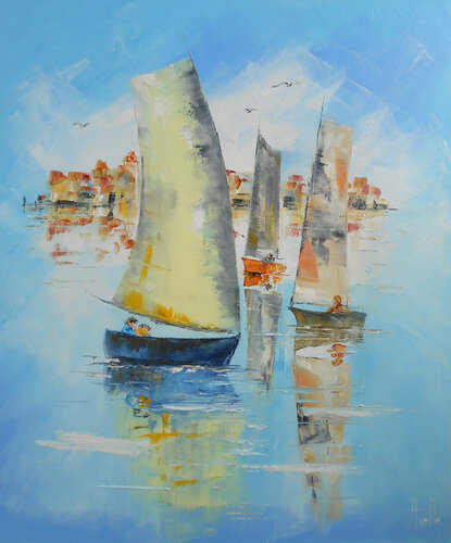 Voiles et lumière d’Atlantique (Série Atlantique -III) by Axelle Bosler, 회화 for Sale on Singulart