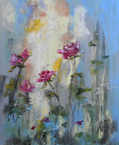 Roses délicates  (Série romantisme III) de Axelle Bosler, Pintura a la venta en Singulart