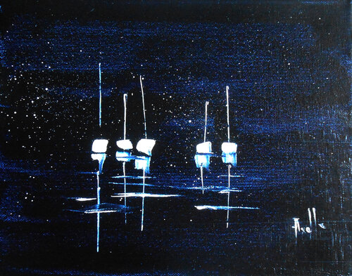 Voiliers de nuit di Axelle Bosler, Pittura in vendita su Singulart