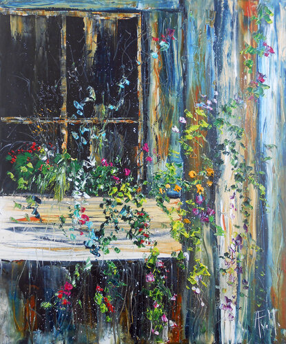 La Petite Lucarne fleurie di Axelle Bosler, Pittura in vendita su Singulart