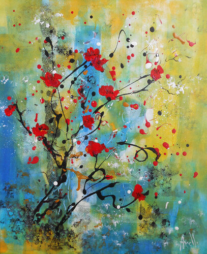 Fleurs du Japon di Axelle Bosler, Pittura in vendita su Singulart