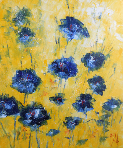 Blue's Flowers by Axelle Bosler, Painting for Sale on Singulart