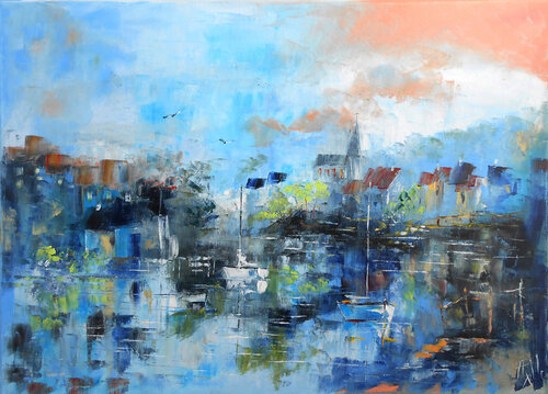 Village de pêcheurs par Axelle Bosler, Peinture en vente sur Singulart