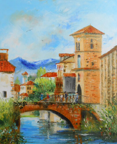 Saint Jean Pied de Port di Axelle Bosler, Pittura in vendita su Singulart
