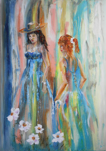 Les Filles de la côte d'Opale - Série Femmes de lumière I di Axelle Bosler, Pittura in vendita su Singulart