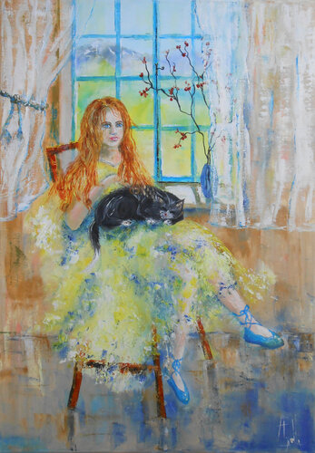 La ballerine aux chaussons  bleus di Axelle Bosler, Pittura in vendita su Singulart