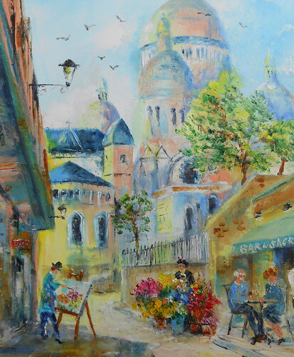 Le peintre de Montmartre - Série "Rêveries parisiennes" von Axelle Bosler, Malerei kaufen auf Singulart