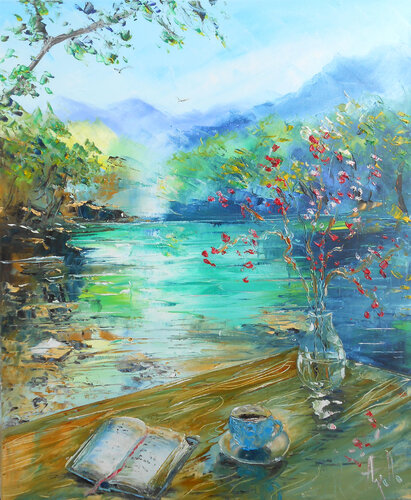 Pause café di Axelle Bosler, Pittura in vendita su Singulart