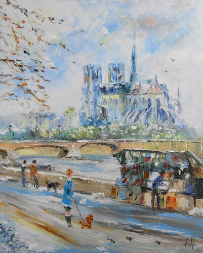 Première neige sur Paris di Axelle Bosler, Pittura in vendita su Singulart