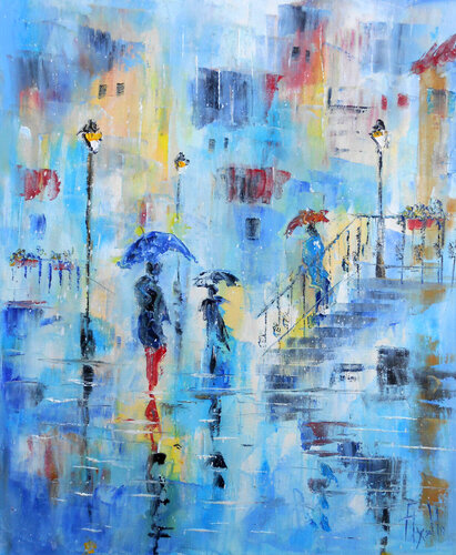 Les passantes de la pluie by Axelle Bosler, Painting for Sale on Singulart