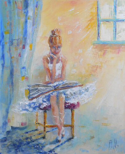Pause lecture après la danse - Série Ballets de lumière III de Axelle Bosler, Pintura a la venta en Singulart