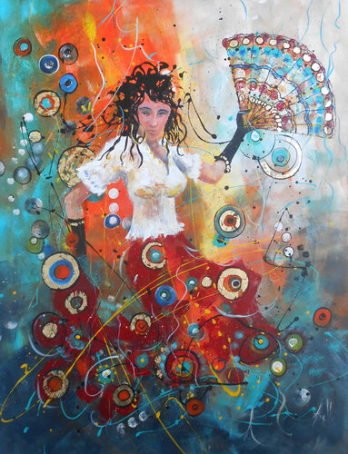 L'Andalouse aux gants noirs-  Série Femmes de lumière III by Axelle Bosler, Painting for Sale on Singulart