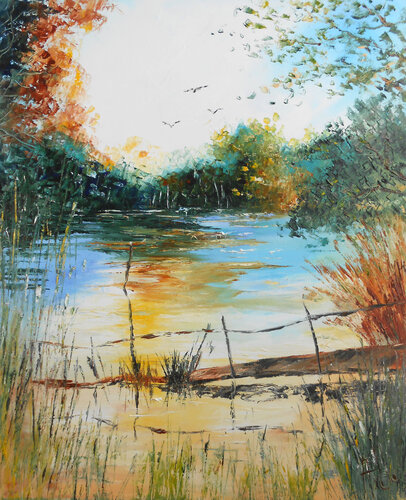 Matin au bord du Lac von Axelle Bosler, Malerei kaufen auf Singulart