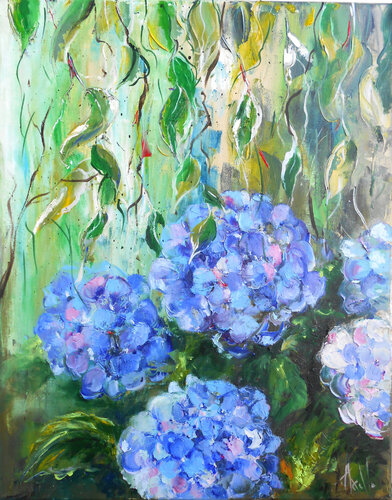Les Hortensias de Gisèle van Axelle Bosler, Schilderij te koop op Singulart