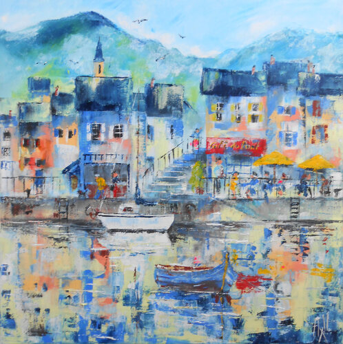 Le Café du Port by Axelle Bosler, Painting for Sale on Singulart