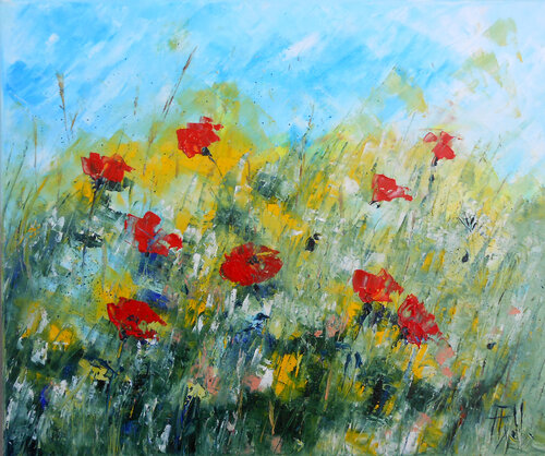 Danse joyeuse des coquelicots de Axelle Bosler, Pintura a la venta en Singulart