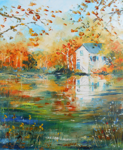 L'automne au bord de l'eau di Axelle Bosler, Pittura in vendita su Singulart