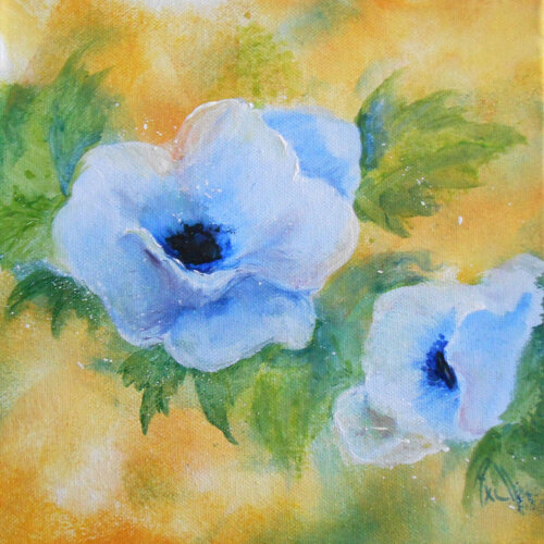 Anémones bleues de Axelle Bosler, Pintura a la venta en Singulart