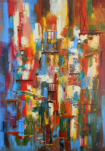 Grande Ville aux mille couleurs van Axelle Bosler, Schilderij te koop op Singulart