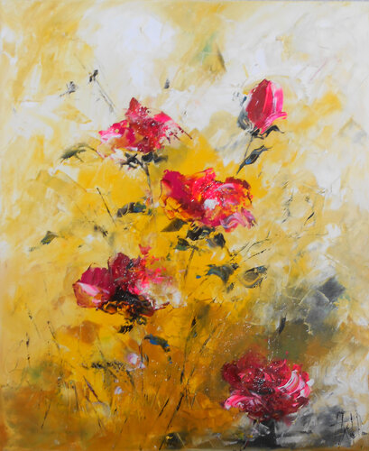 Fleurs d'amour (Série romantisme I) de Axelle Bosler, Pintura a la venta en Singulart