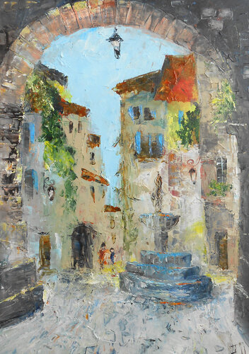 La place secrète au ciel clair di Axelle Bosler, Pittura in vendita su Singulart