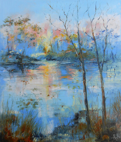 Là où le ciel se reflète - Série “Reflets & Lumières” by Axelle Bosler, 絵画 for Sale on Singulart