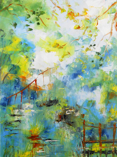 Le Jardin des reflets - Série Reflets & lumières van Axelle Bosler, Schilderij te koop op Singulart