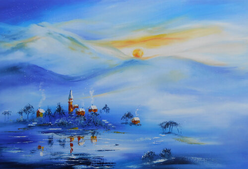 L’Aube des Silences Bleus by Axelle Bosler, Painting for Sale on Singulart