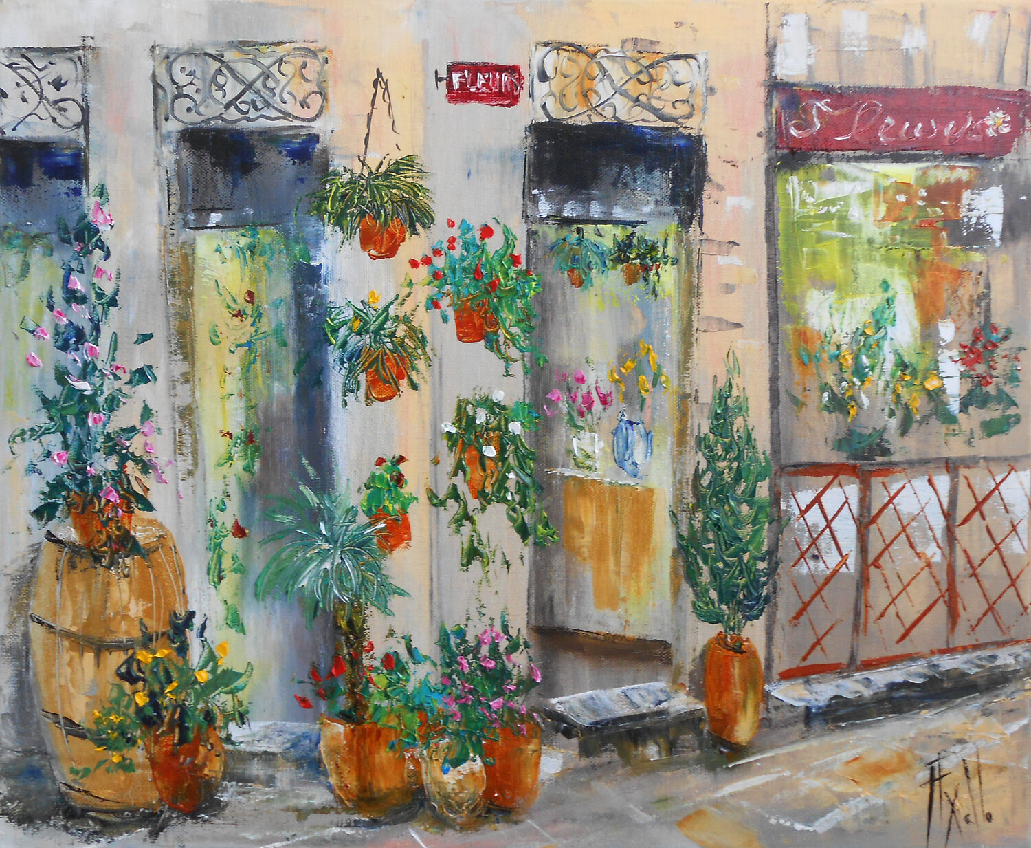 Le Fleuriste du coin de la rue by Axelle Bosler (2023) Painting Oil on Canvas SINGULART