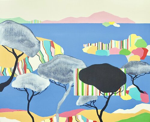 L'île rose di Vincent Gabin, Pittura in vendita su Singulart