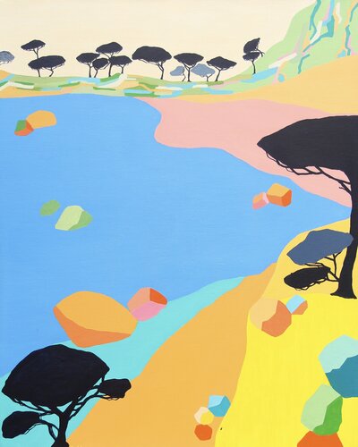 La plage rose di Vincent Gabin, Pittura in vendita su Singulart